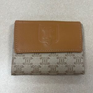 CELINE Vintage Macadam Coated Canvas w/ Leather Trim Coin Case, Pre-Owned